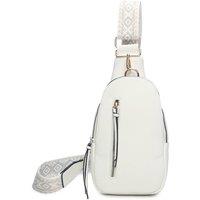 Fontanella Fashion Duo PU Crossbody Sling Bag with Canvas Strap in White