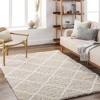Livabliss Urban Shag-Geometric Beige Ivory Cream Soft Plush Pile Living Bedroom Rug | Size: 160 cm x 220 cm