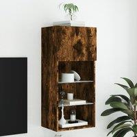 Berkfield Home TV Cabinet with LED Lights Smoked Oak 40.5x30x90 cm in Brown