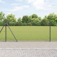 Berkfield Home Fence Post Set Set of 2 Grey Powder-Coated Steel, Mesh 10 x 1 m