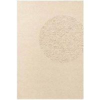 THE RUGS Puristic Fine Boucle Wool Rug Knots Textured Living Room Rug in Light Beige | Size: 160 cm diameter