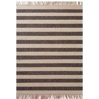 THE RUGS Handloom Jute Rug Playa Natural White Black Living Room Rug Striped | Size: 200 cm x 300 cm