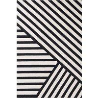 Ted Baker Noir Wool Handwoven Black White Geometric Rug | Size: 160 cm x 230 cm