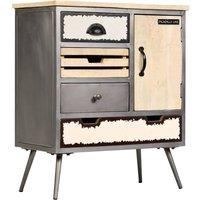 Berkfield Home Sideboard Solid Mango Wood & Steel 65x33x76 cm in Grey | Size: 65 x 33 x 76 cm