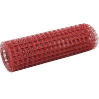 Berkfield Home Chicken Wire Fence Steel with PVC Coating 10x0.5 m Red