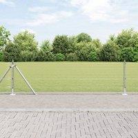 Berkfield Home Fence Post Set 25 x 0.5 m Set of 2 Galvanised steel Durable in Silver