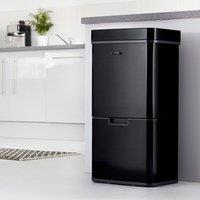 Cooks Professional Recycling Sensor Bin 75L with Dual Compartments & Food Caddy in Black