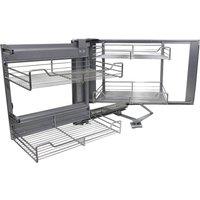 Monstershop KuKoo Corner Kitchen Cupboard Pull Out Drawers - Left Hand in Silver
