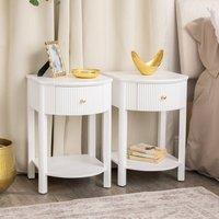 Melody Maison Pair Of Reeded One Drawer Bedside Tables - Willow White Range