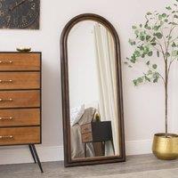 Melody Maison Large Dark Arched Wood & Gold Framed Wall & Leaner Mirror - 166cm X 70cm in Brown | Size: 166 cm X 70 cm