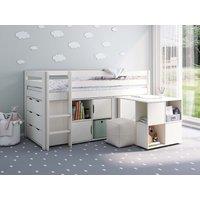 Noomi Nora Solid Wood Mid Sleeper Full Set in White | Size: EU Single