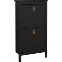 Furniture To Go Barcelona Shoe Cabinet 2 Flip Down Doors in Black