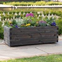 Primrose L2m Pine Wood Raised Trough Planter in Grey in Brown