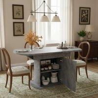 BTM Extendable oval dining table with storage, modern minimalist design in Grey