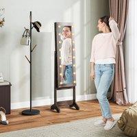 HOMCOM Free Standing LED Mirrored Jewelry Cabinet in Dark Brown