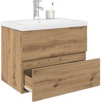 Berkfield Home Sink Cabinet with Built-in Basin & Faucet Artisan Oak in Brown
