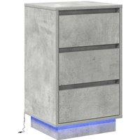 Berkfield Home Bedside Cabinet with LED Concrete Grey 39x34.5x65 cm Engineered Wood