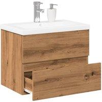 Berkfield Home Sink Cabinet with Built-in Basin Artisan Oak 61x39.5x49 cm in Brown