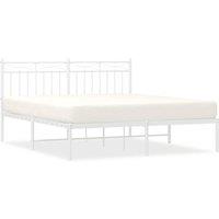 Berkfield Home Metal Bed Frame with Headboard White 150x200 cm King Size