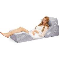 Costway 6pcs Bed Wedge Pillow Post Surgery Memory Foam Fill Pillow Set-Silver in Silver