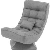 Costway Folding Floor Gaming Chair Swivel Lazy Padded Lounge Chair 4-Position Adjustable in Grey