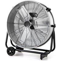 Gymax 24 Inch Industrial Drum Fan With 3-Speed Tilt & Wheels For Warehouse in Silver