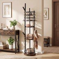 Costway Jewelry Stand Rotating Jewelry Display Tower w/Earring Necklace Holder in Brown