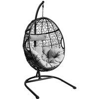 Costway Hammock Egg Swing Chair Indoor Outdoor Hanging Basket Chair with Stand in Grey