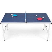 Costway 152.5 x 76cm Ping Pong Table Foldable Table Tennis Table w/ Net in Blue | Size: 152.5 x 76 cm