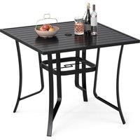 Costway 91CM Square Patio Table for 4 Outdoor Metal Dining Table in Black