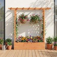 Costway 114cm Tall Wooden Raised Garden Bed with Side Trellis & Hanging Roof in Orange