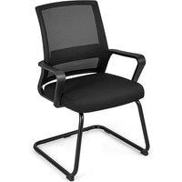Gymax Office Chair Mid-Back Ergonomic Reception Chair With Lumbar Support in Black