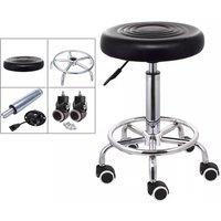 VOGREX Black Adjustable Vanity Chair W/ Wheels No Back