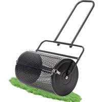 SPETLEK 24 Inch Compost Spreader Peat Moss Roller Lawn Spreader in Black