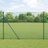 Berkfield Home Welded Wire Fence with 7 Posts Green 1.5x10 m Steel