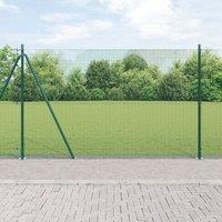 Berkfield Home Welded Wire Fence with 7 Flanged Posts Green 1.5x10 m Steel