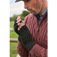 WoolOvers Men's Mens Essential Lambswool Fingerless Gloves in Black