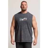 BadRhino Men's Acid Wash Castrol Graphic Vest in Dark Grey | Size: 3XL