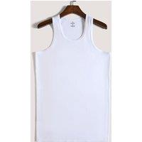 Brian Oak London Men's White Regular Fit 100% Cotton Vest | Size: XL