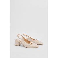 Oasis Women's Sheela Faux Patent Leather Block Heel Slingback Mary Janes in White | Size: 8