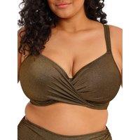 Elomi Women's Sunset Shimmer Wrap Plunge Bikini Top in Brown | Size: 40F