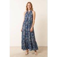 Blue Vanilla Women's Royal Sleeveless Slip On Turtleneck Maxi Dress | Size: S/M