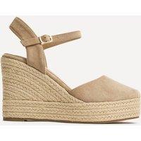 Linzi Women's True Taupe Faux Suede Espadrille Wedges | Size: 5-Standard Fit