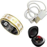 Obasyhig Women's Size 12 Smart Enamel Health Monitoring Ring in White