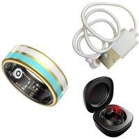 Obasyhig Women's Size 12 Smart Enamel Health Monitoring Ring in Blue