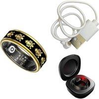 Obasyhig Women's Size 13 Smart Enamel Health Monitoring Ring in Black