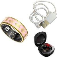 Obasyhig Women's Size 13 Smart Enamel Health Monitoring Ring in Rose Gold