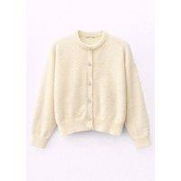 MixRay Women's Oversized Jacquard Button Cardigan in Lemon