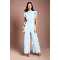 Coast Women's Button Down Pleated Wide Leg Jumpsuit in Light Blue | Size: 10