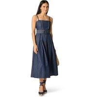 Adrianna by Adrianna Papell Women's Pintucked Denim Midi in Blue | Size: 12